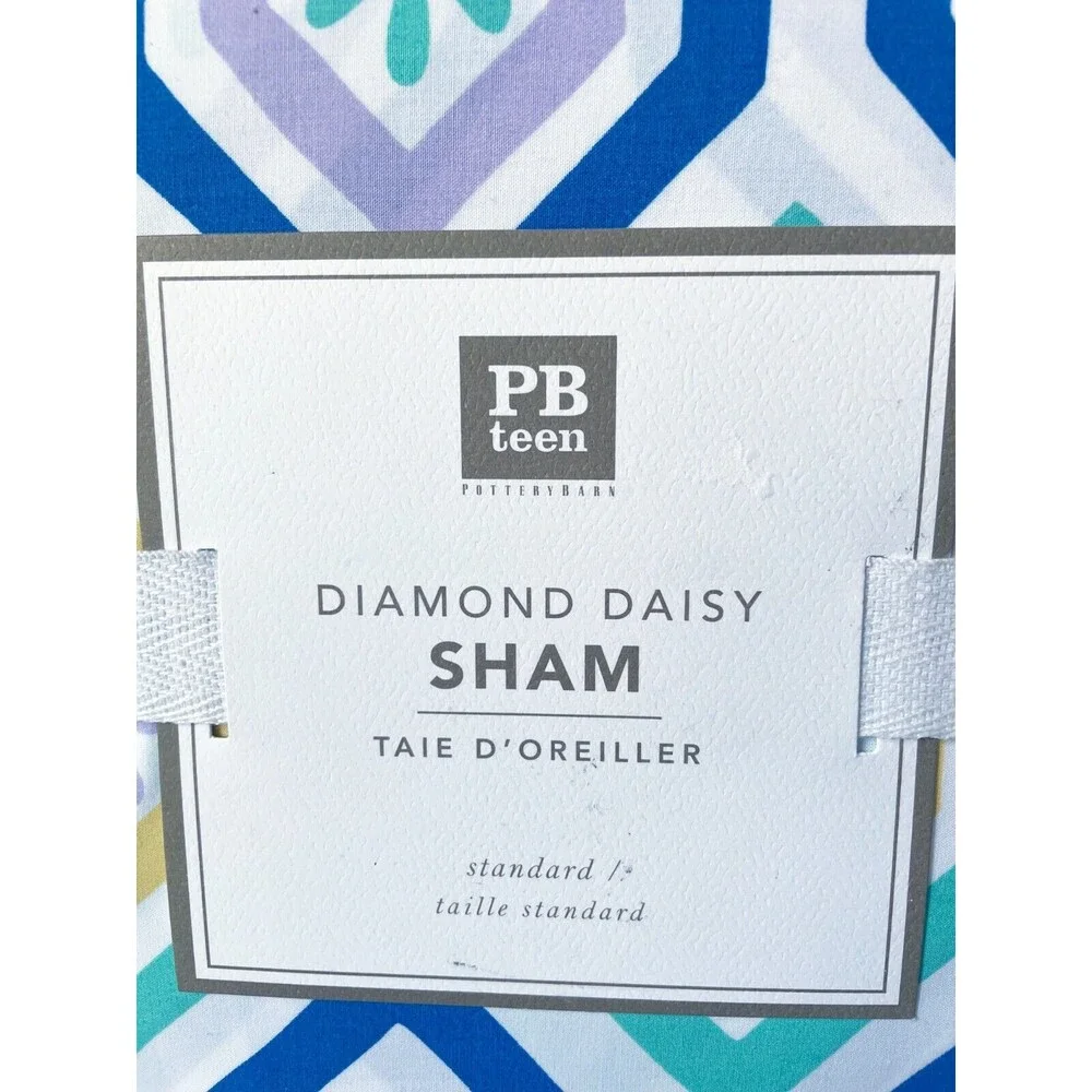 Pottery Barn Teen Diamond Daisy Cotton Pillow Sham - Standard Size NEW